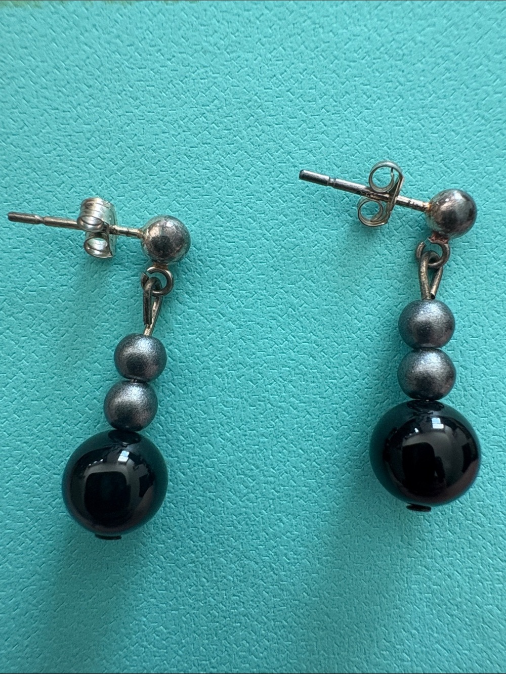 Gray and black beaded earrings